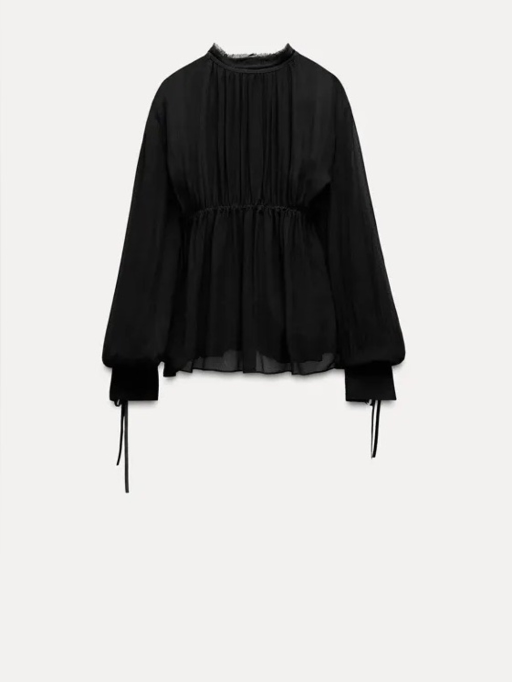 ZARA Sheer Black Chiffon Multi-position Blouse. S - Picture 4 of 16